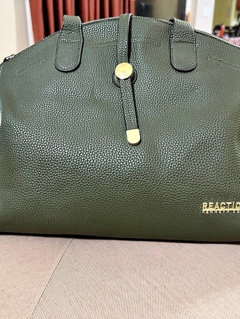 Kenneth Cole Reaction Olive Green Tote Bag & Croc Wallet Matching Set Bundle